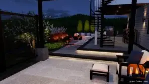  backyard oasis at night with pergola 