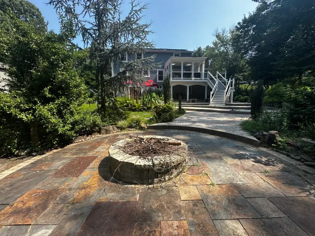 Virginia backyard design ideas for uneven elevations