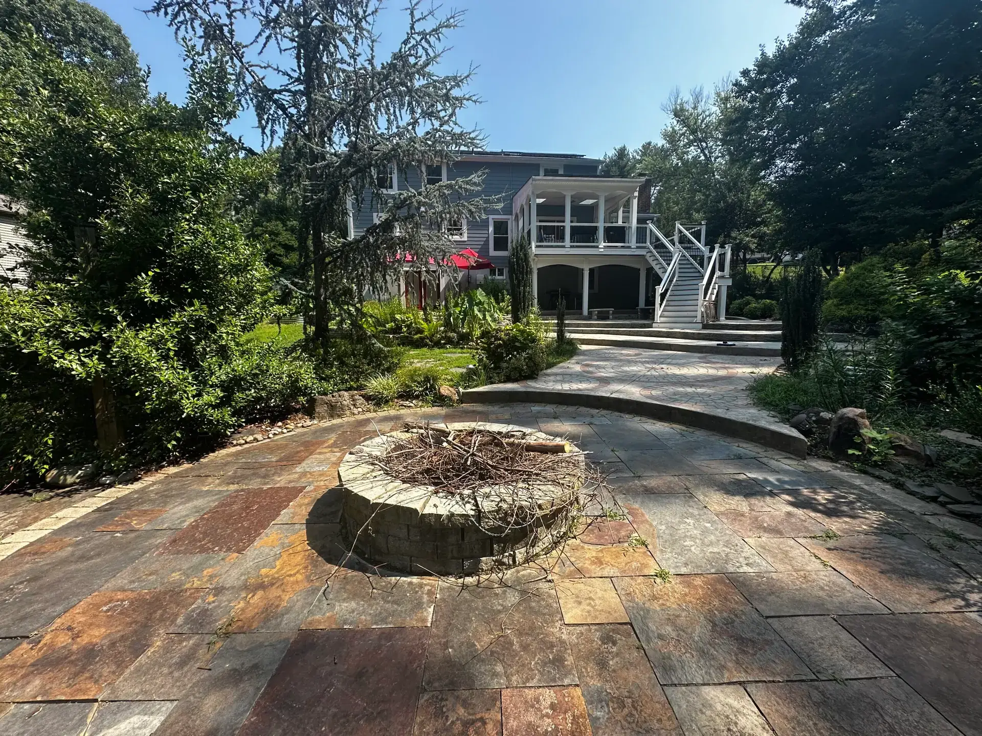 Virginia backyard design ideas for uneven elevations